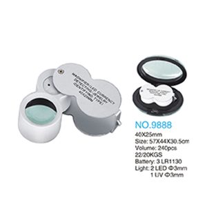 ذره بین و لوپ جواهر شناسی چراغ دار  LED-UV 9888 40X