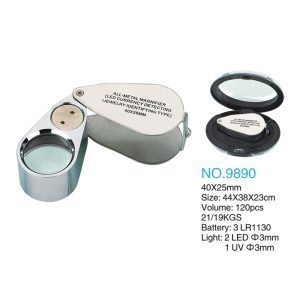 ذره بین و لوپ جواهر شناسی چراغ دار  LED-UV 9890 40X