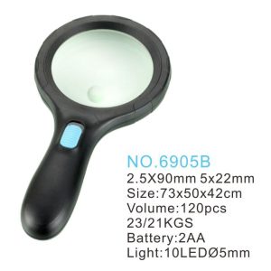 ذره بین و لوپ دستی چراغ دار 6905B دور LED 2/5X-5X