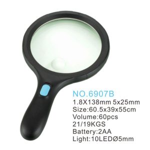ذره بین و لوپ دستی چراغ دار 6907B دور LED كامار 1/8X-5X
