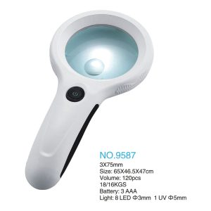 ذره بین و لوپ دستی چراغ دار 9587 LED-UV 3X-10X