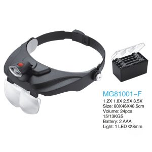 ذره بین و لوپ دورسری چراغ دار MG81001-F LED 1/2X-1/8X-2/5X-3/5X
