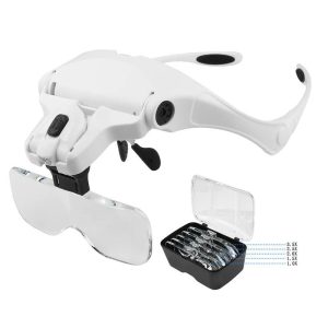 ذره بین و لوپ عینكی چراغ دار 9892B2 LED   1X-1/5X-2X-2/5X-3/5X